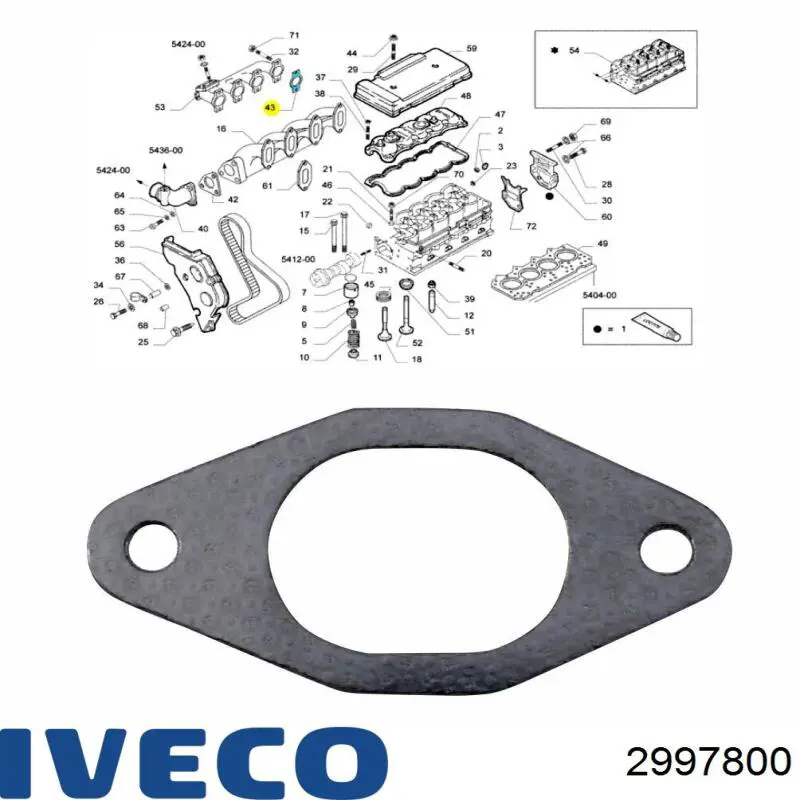 Vedante de tubo coletor de escape 2997800 Iveco