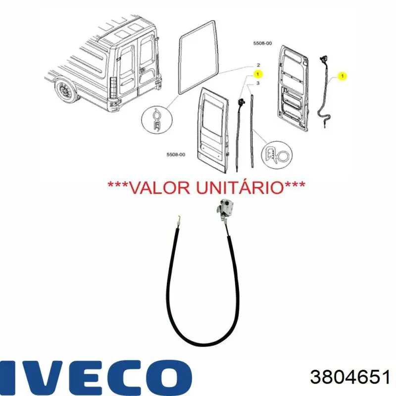 Fecho da porta traseira direita 3804651 Iveco