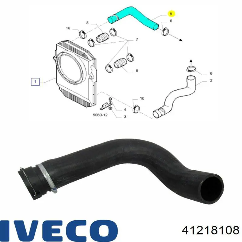 41218108 Iveco Mangueira (cano derivado) do radiador de esfriamento superior