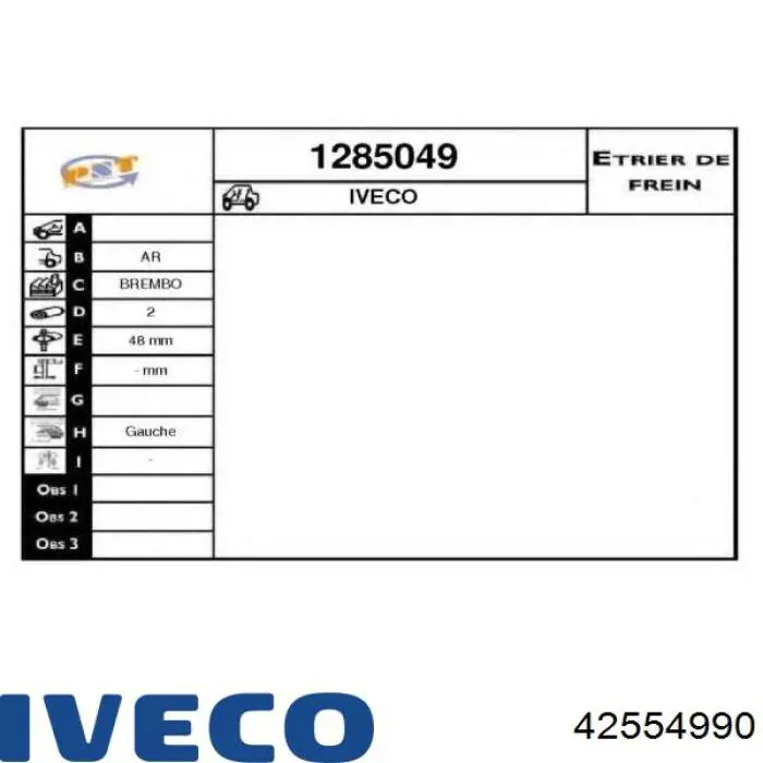 Compre 42554990 Iveco Suporte do freio traseiro esquerdo