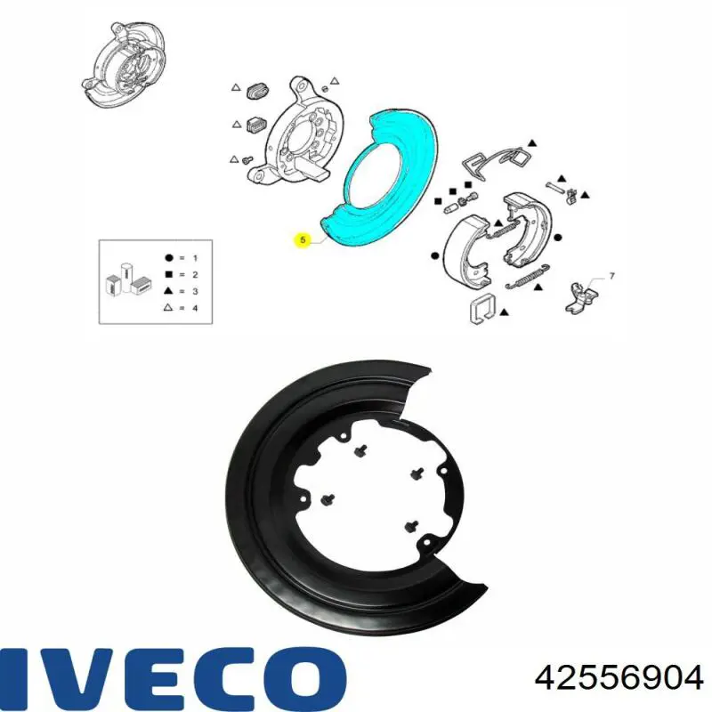 Compre 42530366 Iveco Proteção esquerda do freio de disco traseiro