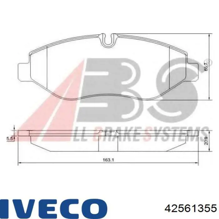 Sapatas do freio dianteiras de disco 42561355 Iveco