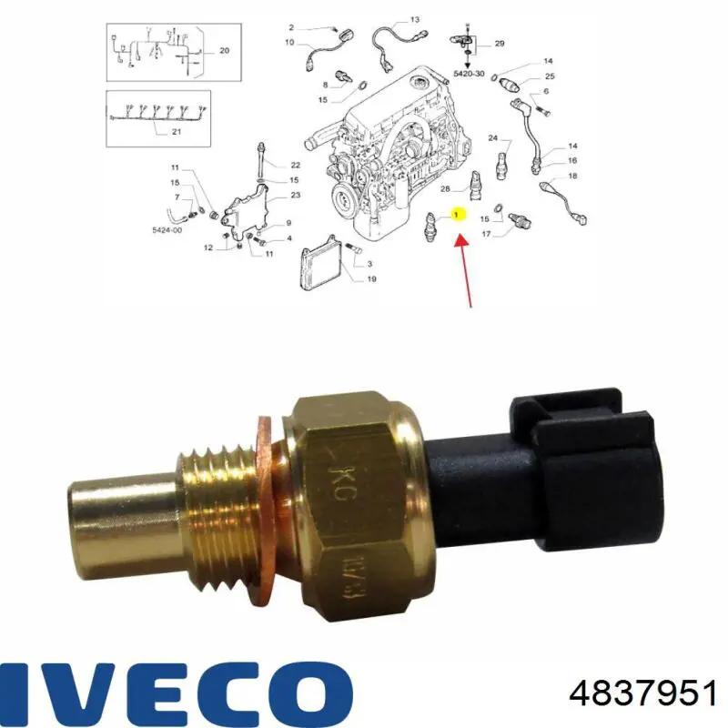 Sensor de temperatura do fluido de esfriamento Iveco 4837951 preço, a partir de 34,18 USD