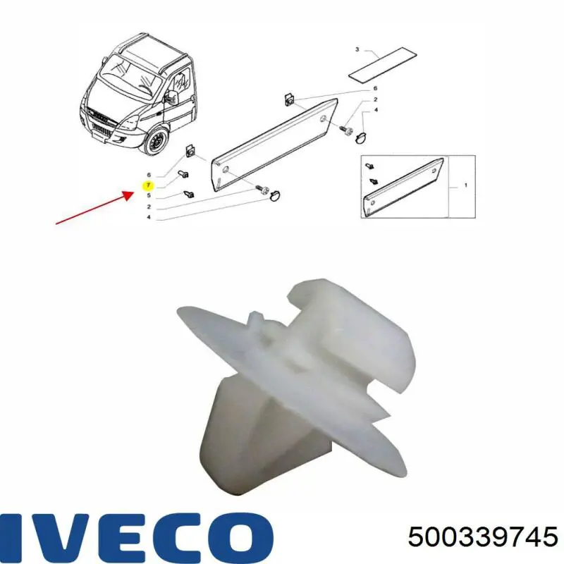 Braçadeira (cápsula) de fixação de moldura da porta Iveco 500339745 preço, a partir de 0,43 USD