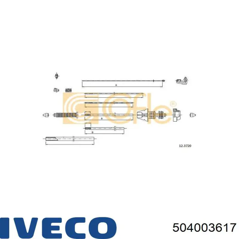 Cabo traseiro direito/esquerdo do freio de estacionamento Iveco 504003617