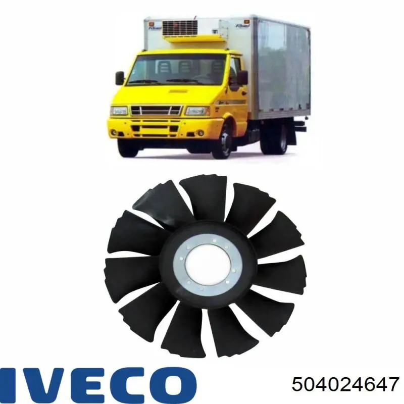 Ventilador (roda de aletas) do radiador de esfriamento Iveco 504024647