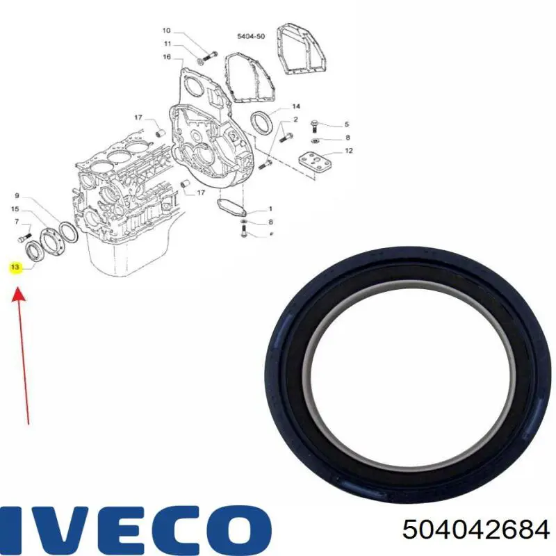 Compre 504042684 Iveco Vedação dianteira de cambota de motor
