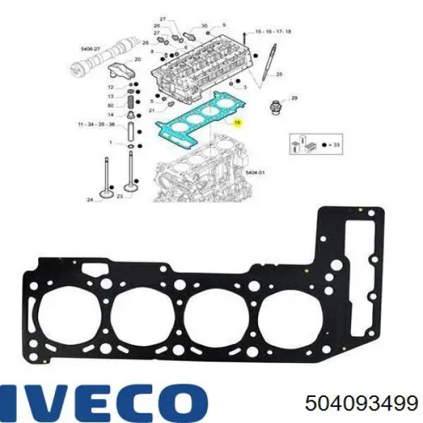 Vedante de cabeça de motor (CBC) 504093499 Iveco