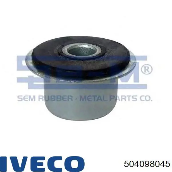 Bloco silencioso (bucha) da suspensão de lâminas dianteira 504098045 Iveco
