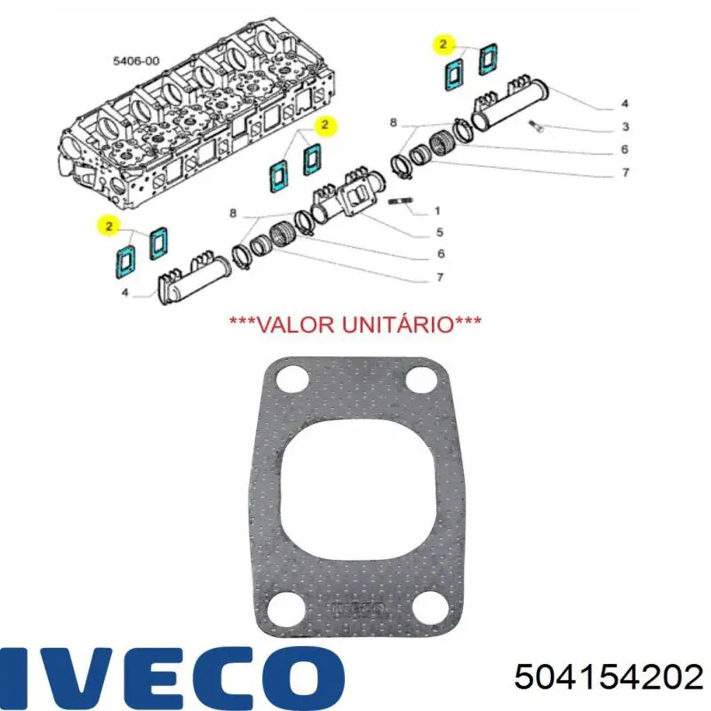 Vedante de tubo coletor de escape Iveco 504154202 preço, a partir de 4,76 USD