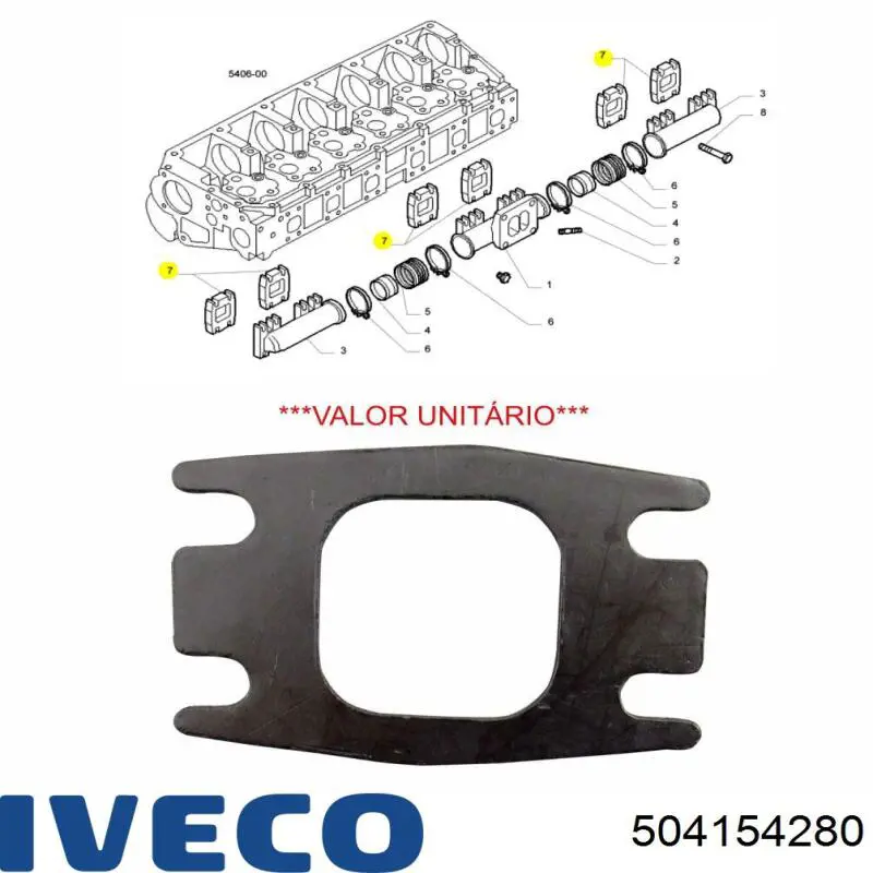 Vedante de tubo coletor de escape 504154280 Iveco