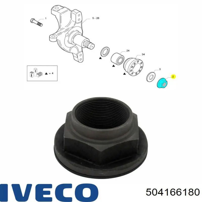 504166180 Iveco Porca de cubo dianteiro