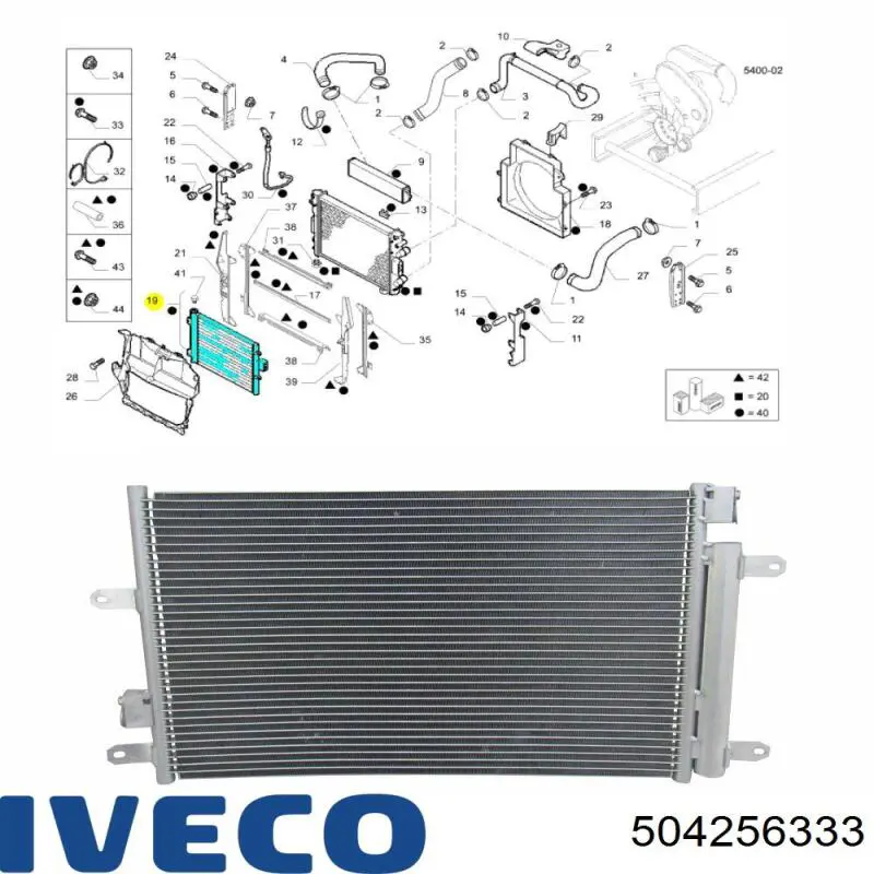 504256333 Iveco Radiador de aparelho de ar condicionado