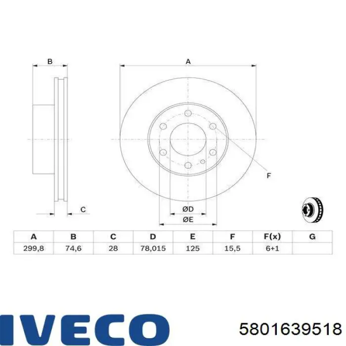 Disco do freio dianteiro 5801639518 Iveco