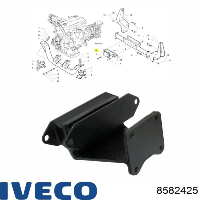 Coxim (suporte) traseiro de motor 8582425 Iveco
