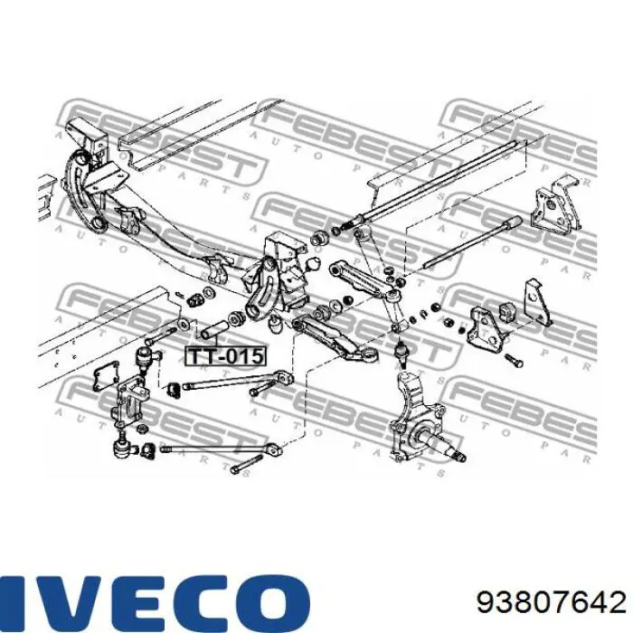 Bloco silencioso dianteiro do braço oscilante inferior 93807642 Iveco