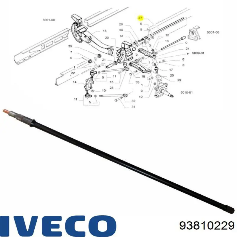 Compre 93810229 Iveco Barra de torção dianteira esquerda
