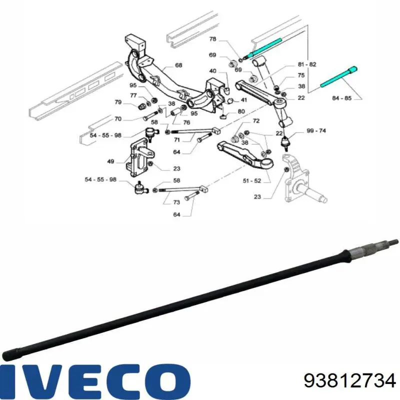 93812734 Iveco Barra de torção dianteira direita