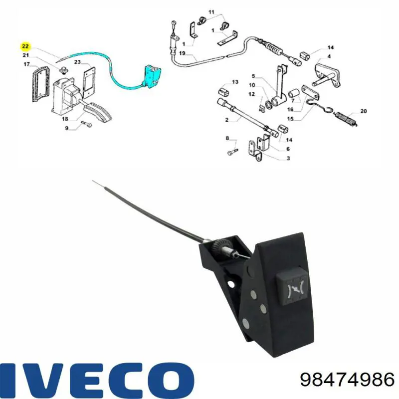 Cabo/pedal de gás (de acelerador) Iveco 98474986 preço, a partir de 42,03 USD
