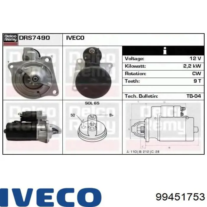 99451753 Iveco Motor de arranco