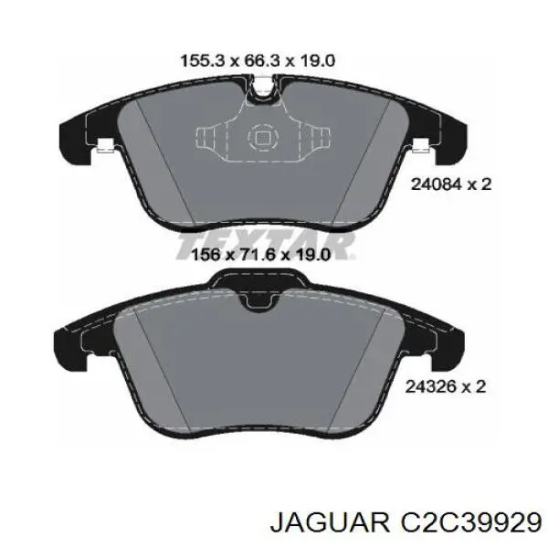 Sapatas do freio dianteiras de disco Jaguar C2C39929 preço, a partir de 52,66 USD