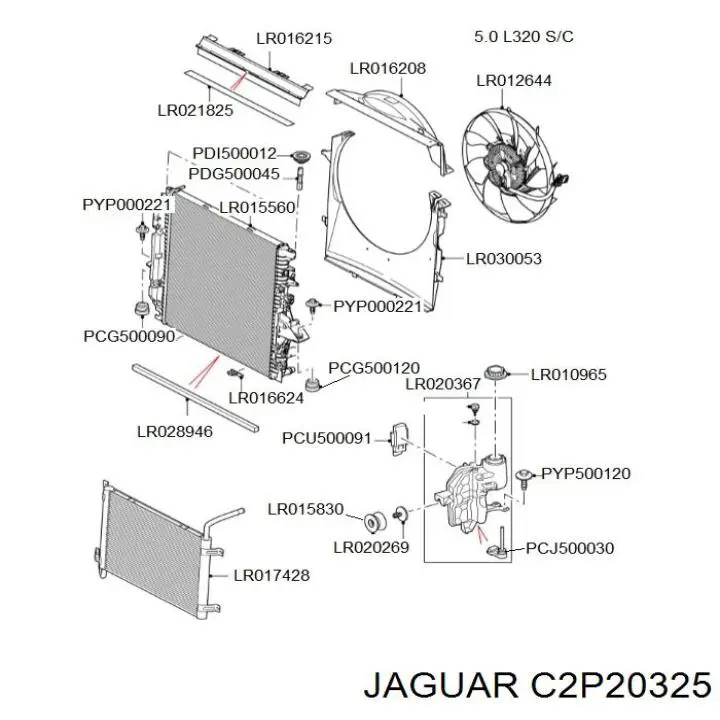 C2P20325 Jaguar Tampa (tampão) do tanque de expansão