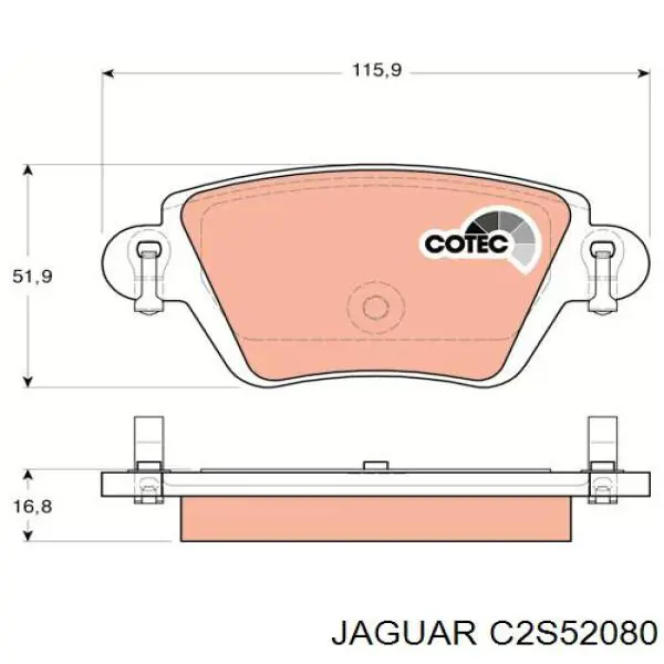 Sapatas do freio traseiras de disco C2S52080 Jaguar