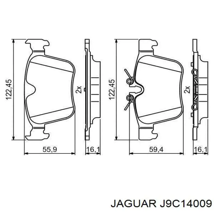 J9C14009 Jaguar Sapatas do freio traseiras de disco