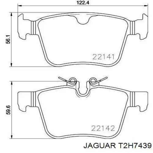 T2H7439 Jaguar Sapatas do freio traseiras de disco