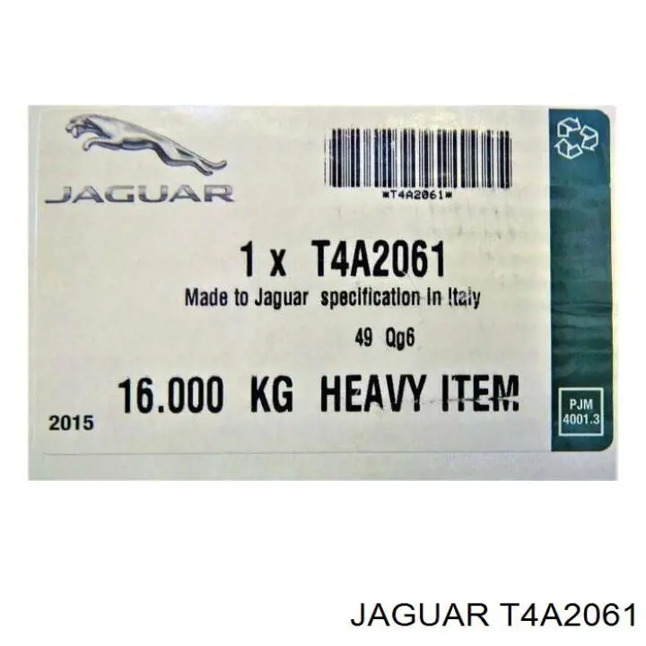 Disco do freio traseiro T4A2061 Jaguar