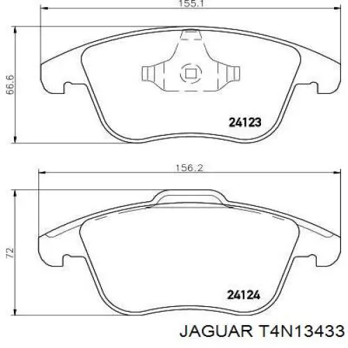 Sapatas do freio dianteiras de disco T4N13433 Jaguar