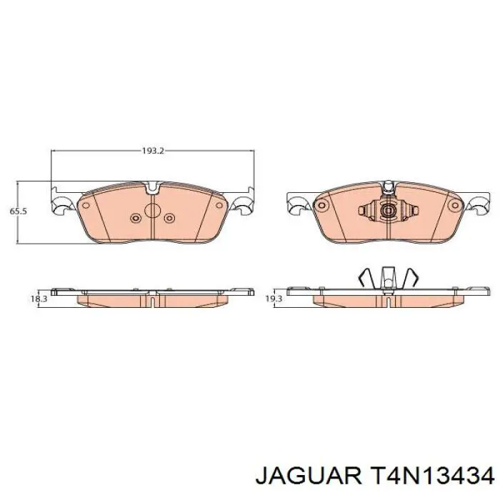 Sapatas do freio dianteiras de disco T4N13434 Jaguar