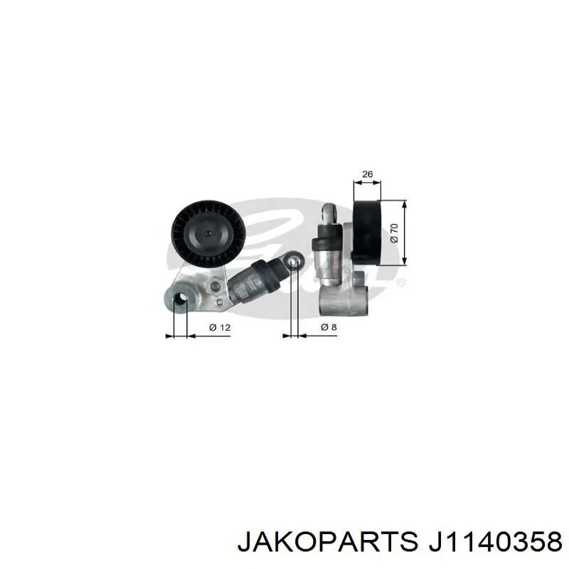 Rolo de reguladora de tensão da correia de transmissão Jakoparts J1140358 preço, a partir de 16,35 USD