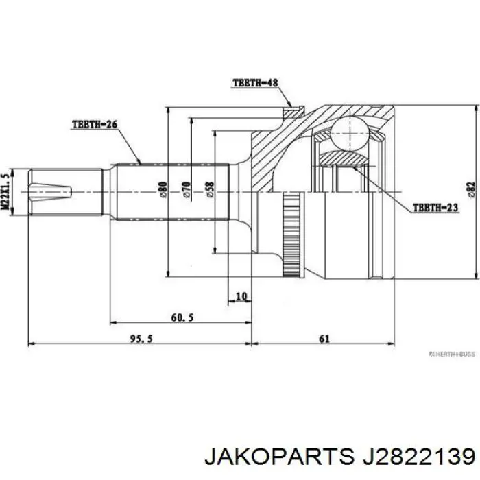 Compre J2822139 Jakoparts Junta homocinética externa dianteira