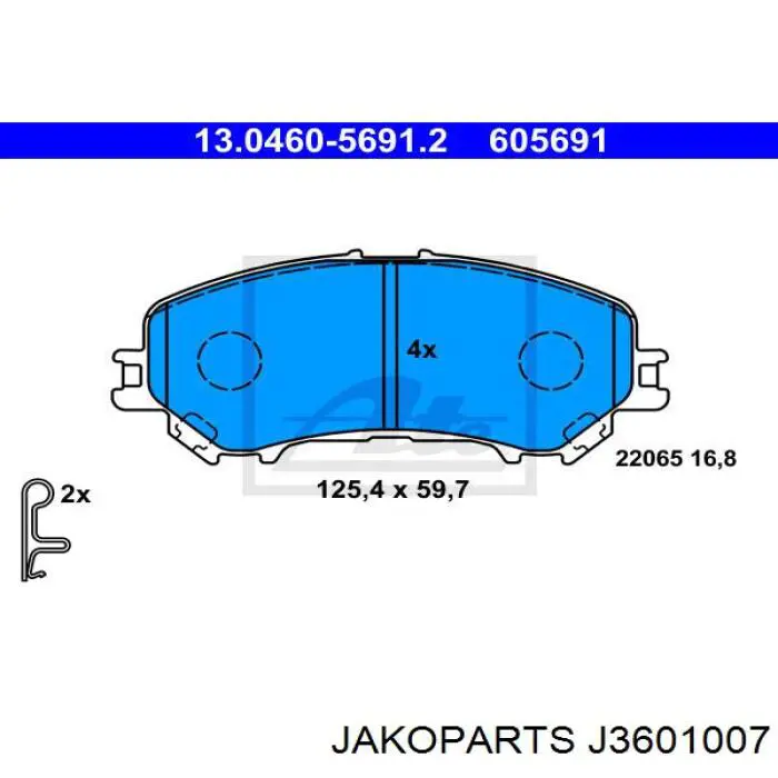 Compre J3601007 Jakoparts Sapatas do freio dianteiras de disco