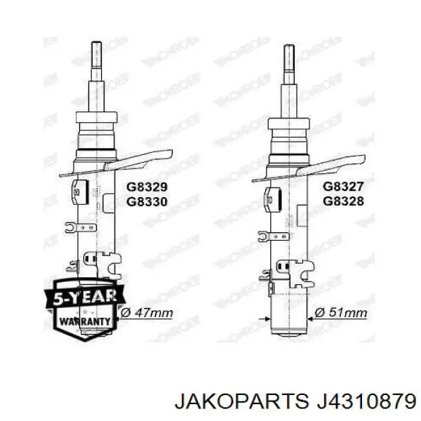 Amortecedor dianteiro direito Jakoparts J4310879 preço, a partir de 71,70 USD