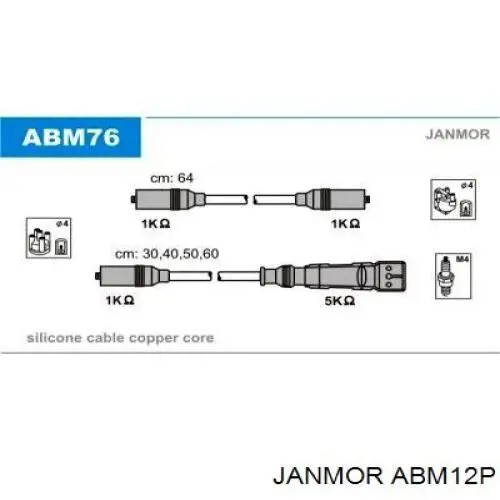 ABM12P Janmor Fios de alta voltagem, kit