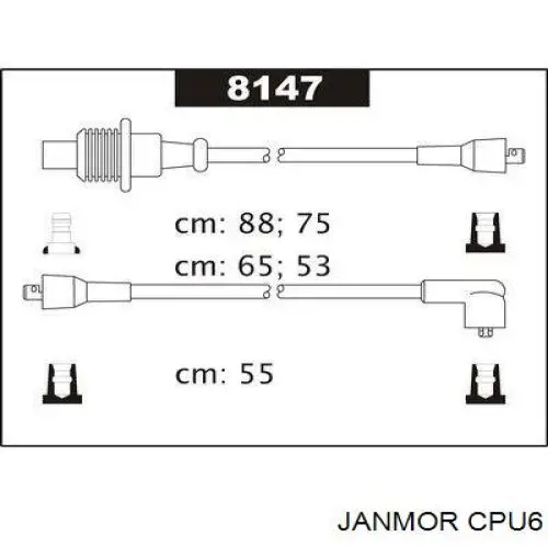 CPU6 Janmor Fios de alta voltagem, kit