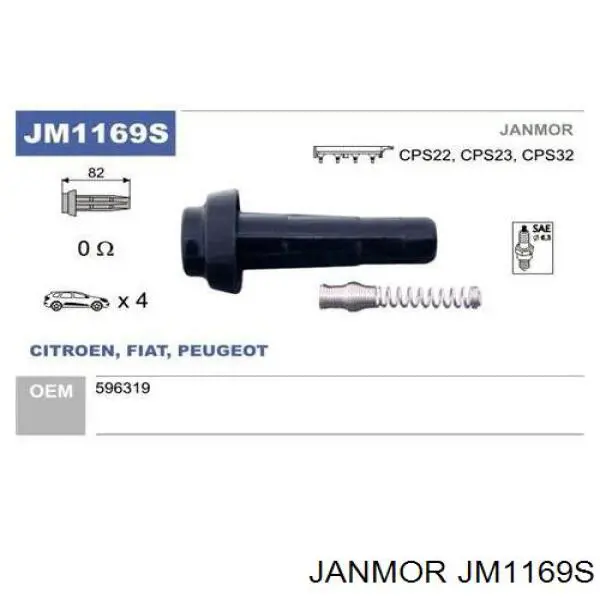 JM1169S Janmor Ponta da vela de ignição