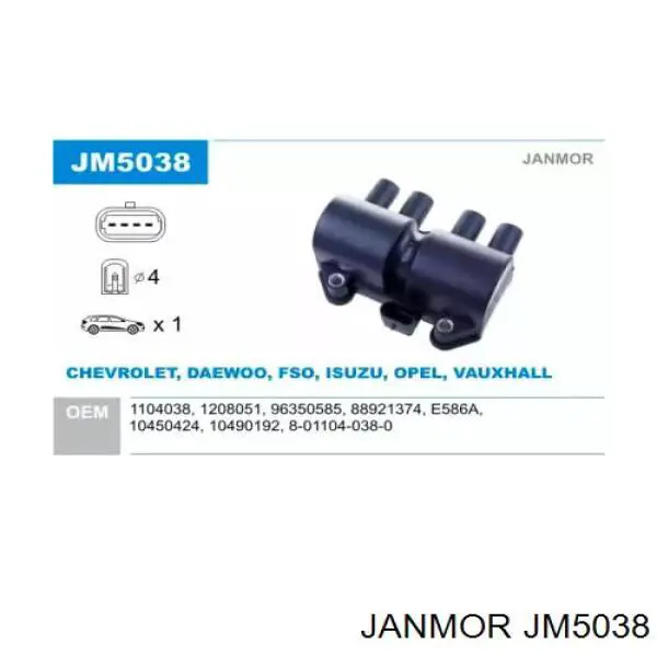 JM5038 Janmor Bobina de ignição