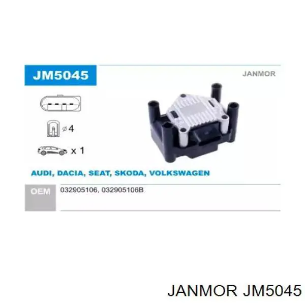 JM5045 Janmor Bobina de ignição
