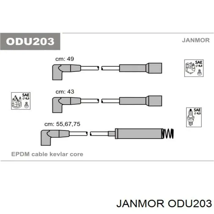 ODU203 Janmor Fios de alta voltagem, kit