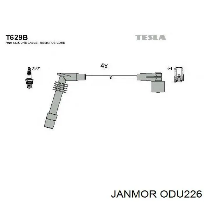 ODU226 Janmor Fios de alta voltagem, kit