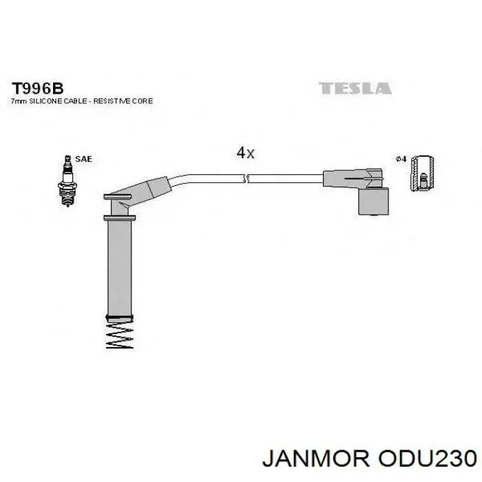 ODU230 Janmor Fios de alta voltagem, kit