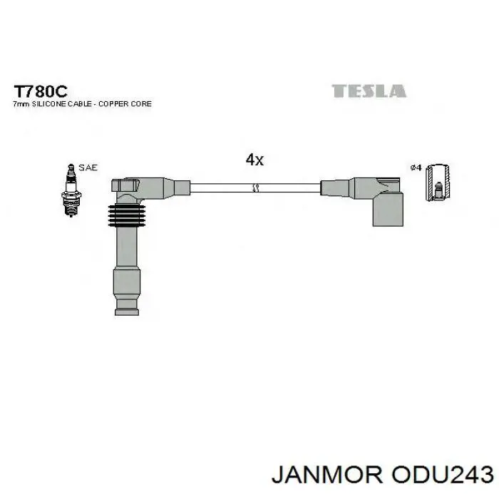 ODU243 Janmor Fios de alta voltagem, kit