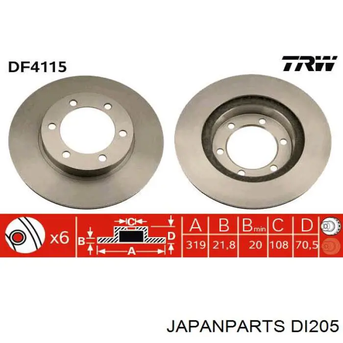 Compre DI205 Japan Parts Disco do freio dianteiro