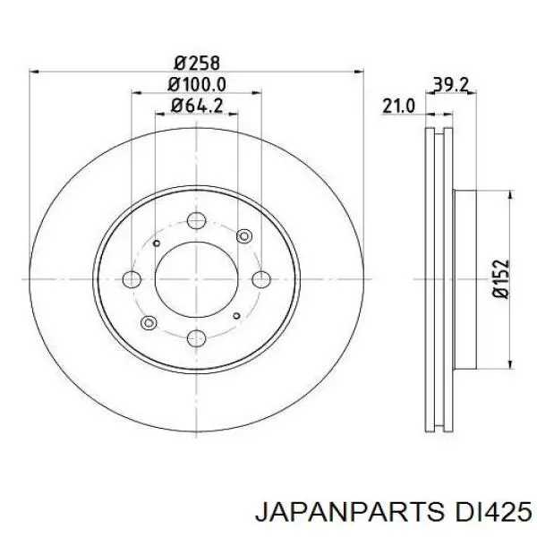Disco do freio dianteiro DI425 Japan Parts