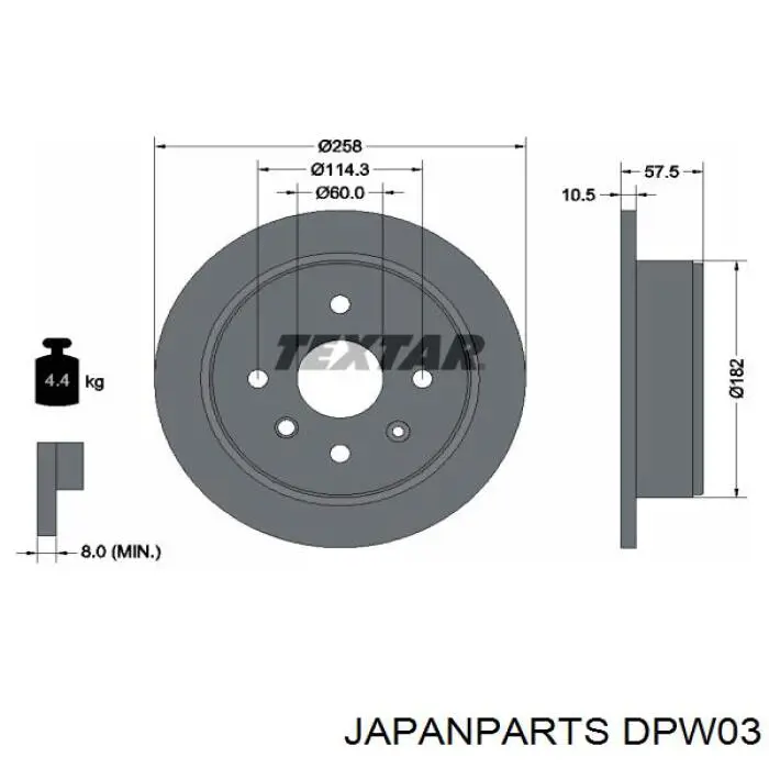 Disco do freio traseiro DPW03 Japan Parts