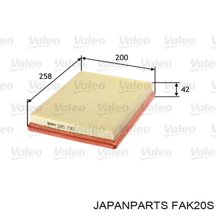 Filtro de ar Japan Parts FAK20S preço, a partir de 9,85 USD