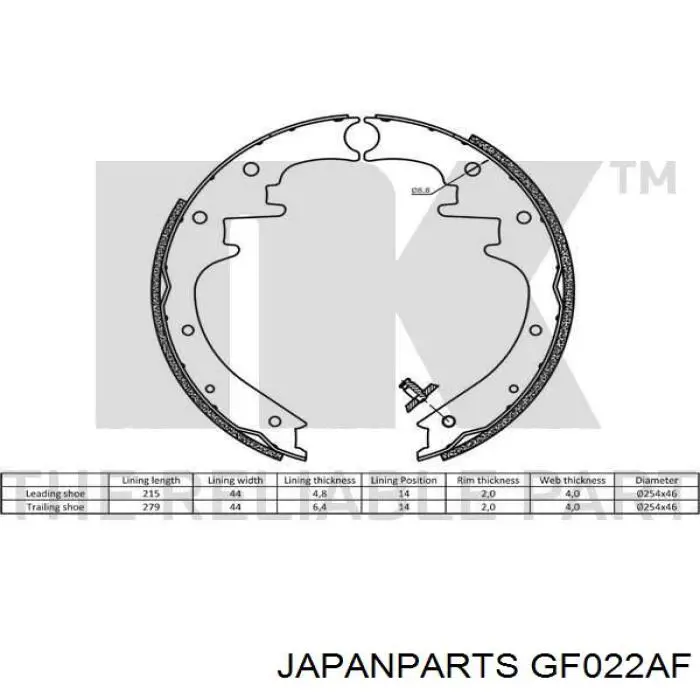 Sapatas do freio traseiras de tambor Japan Parts GF022AF preço, a partir de 58,70 USD